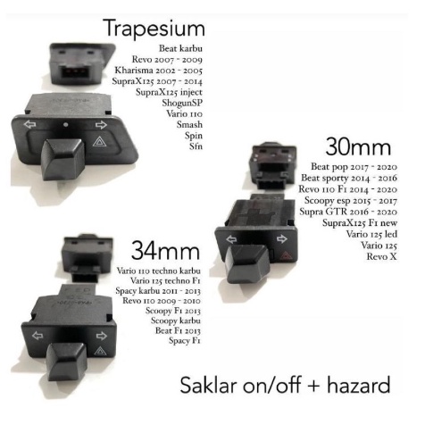 Saklar sen hazar honda 30 MM 34 MM Trapesium