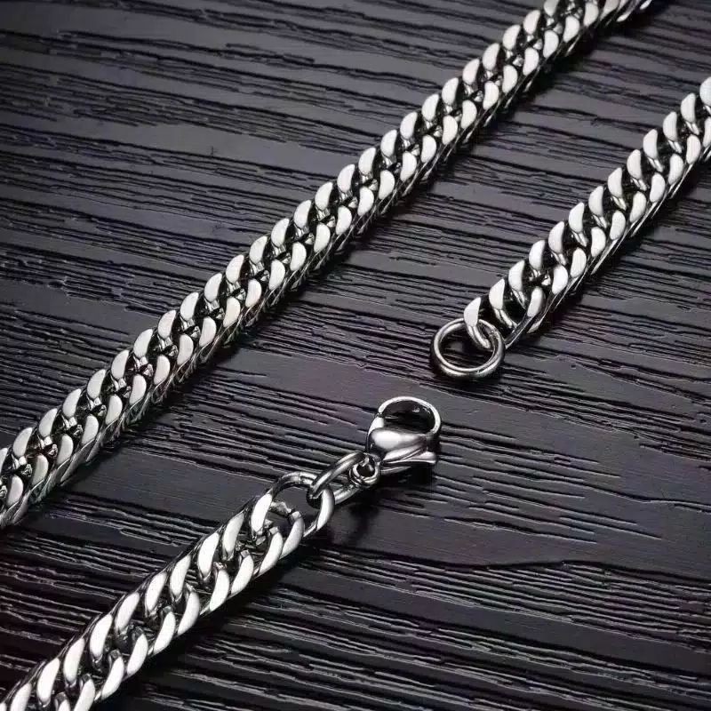 Kalung rantai Padat Titanium Silver kalung import bestseller impor titanium antikarat white rantai