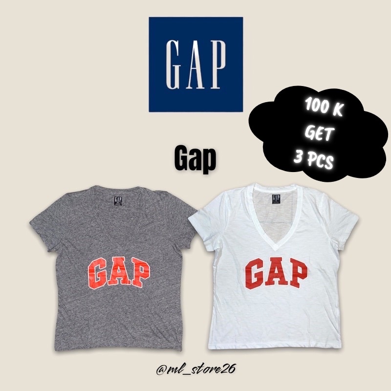 Kaos wanita gap vneck (MOTIF GAP)