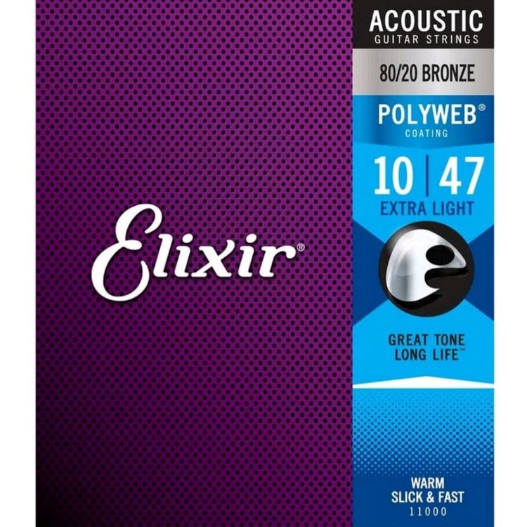 senar guitar elixir acoustik 010 P0LYWEB satu set 1-6