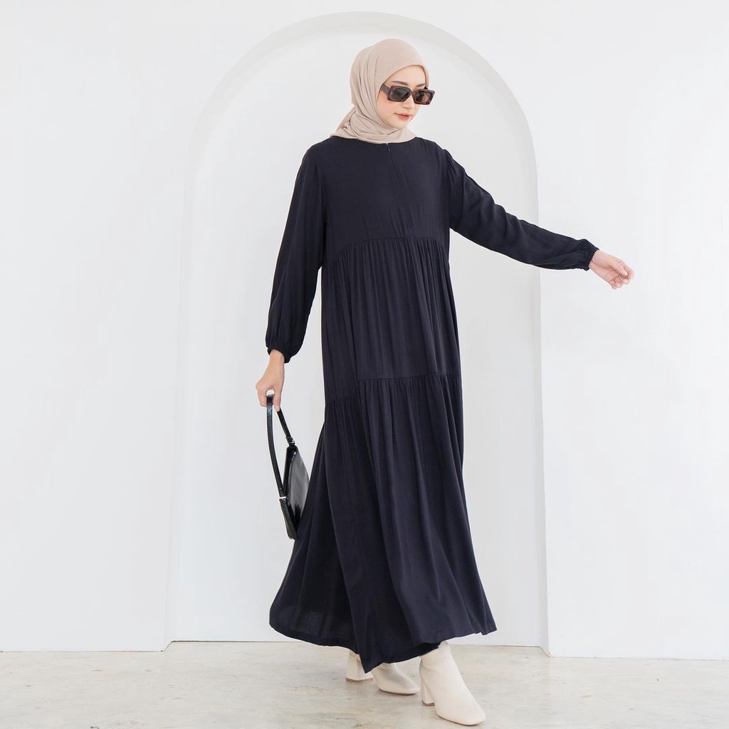 Nara -Pakaian Muslim - Gamis Rayon Polos - Gamis Dress Terbaru - Busui Friendly Bu-2