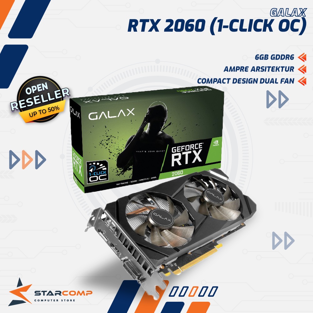 GALAX Geforce RTX 2060 6GB DDR6 PLUS (1-Click OC) - DUAL FAN