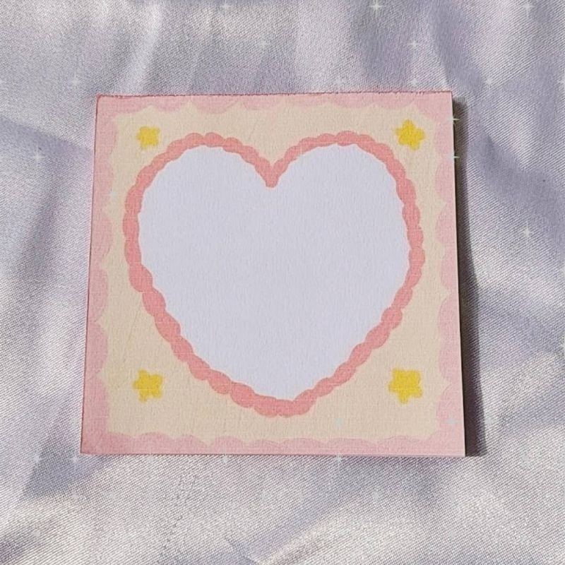 Memo pad by sunbearry.co custom memo pad bts snoppy aesthetic star scrabook-Pink love