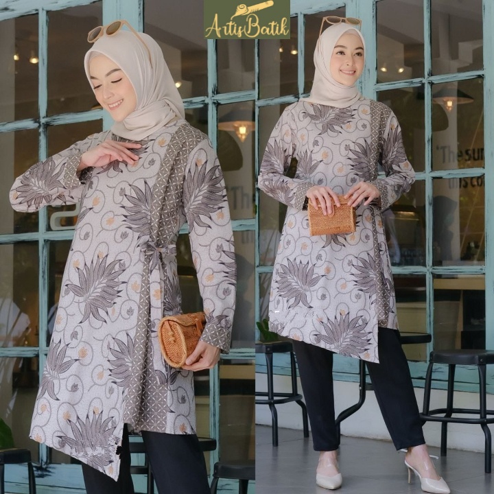 TUNIK ADA JUMBO XXXL  TUNIK ATIKA TUNIK BATIK  ETNIK BATIK WANITA SERGAAM BATIK KERJA SERAGAM KANTOR