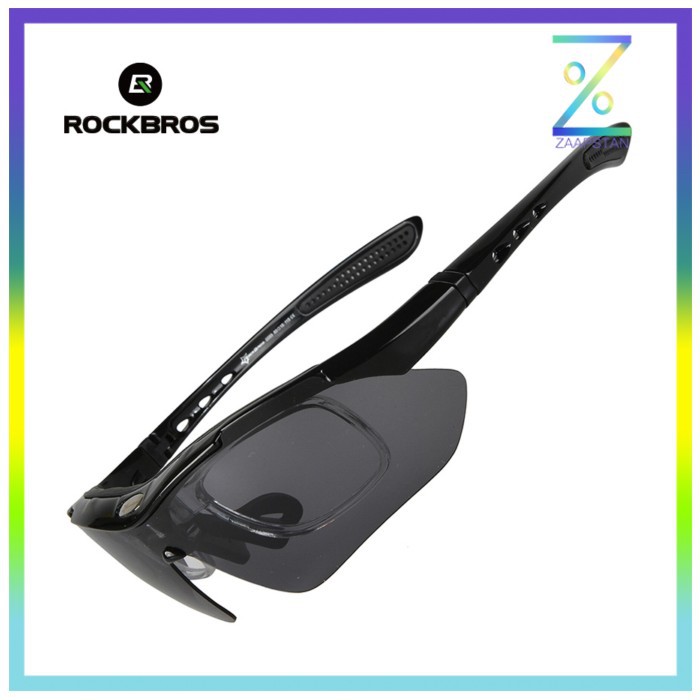 Rockbros Kacamata Sepeda Polarized dengan 5 Lensa Myopia - 0089 - Blac