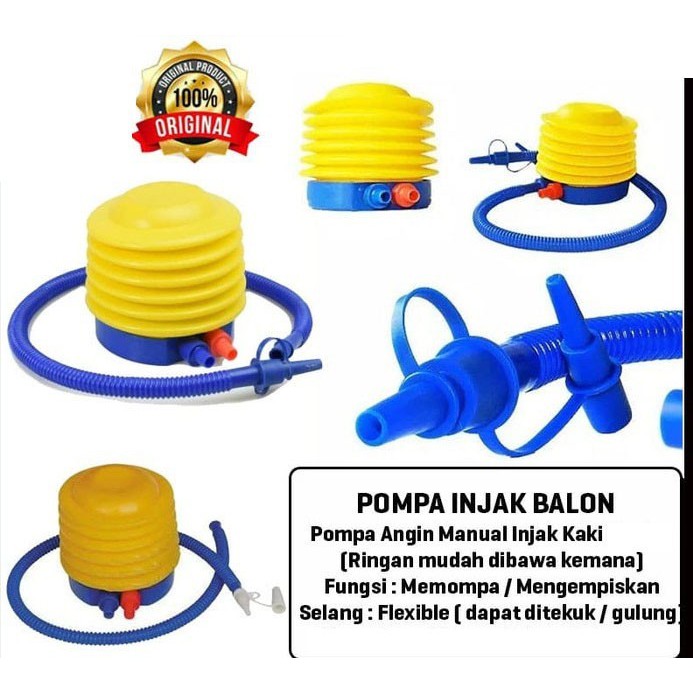 mwn.toys Pompa Angin Injak Kuning Manual - Pompa Balon - Pompa Kolam