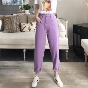 Jeans Purple Lilac Wide leg Korea 3189