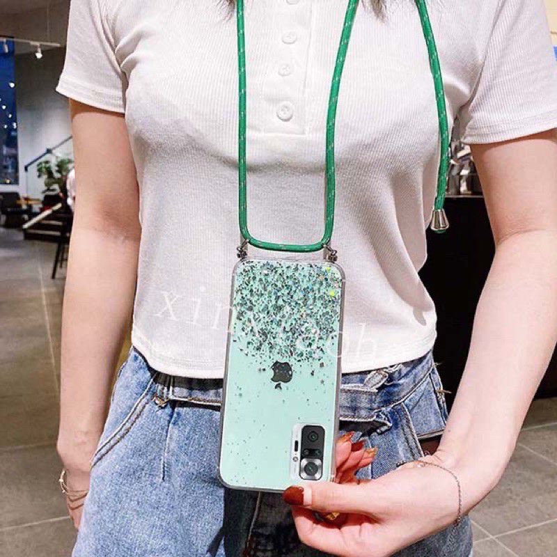 Case Tali Nagita Xiaomi Redmi Note 10 10S 10 Pro Lanyard Glitter Gantungan