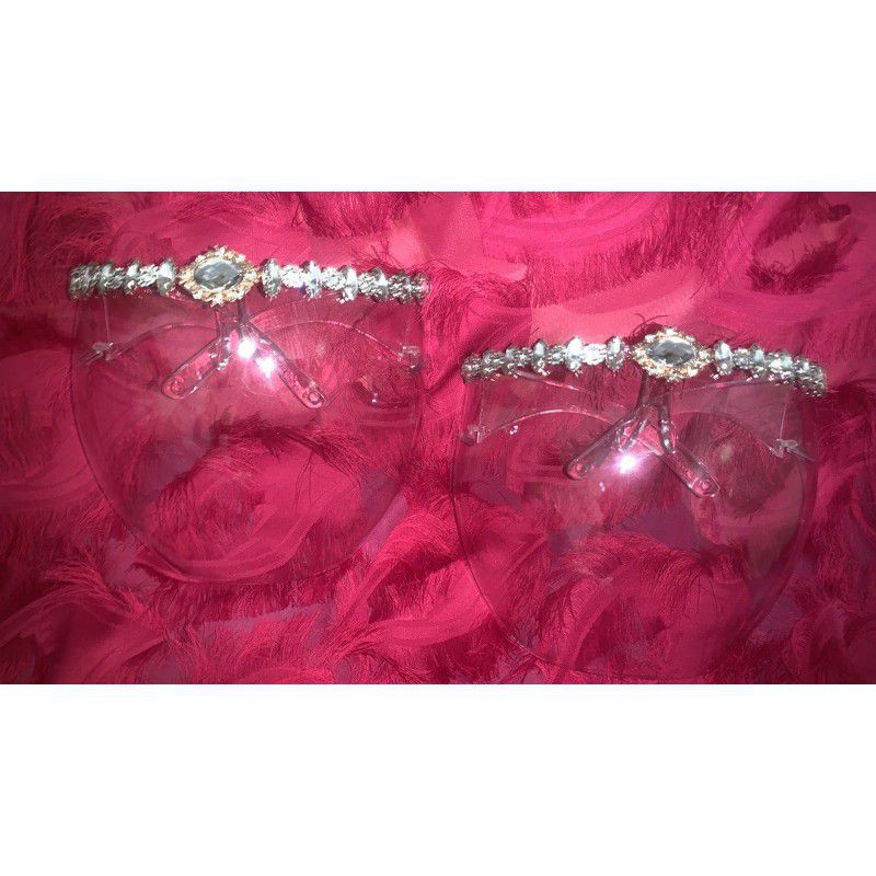 FACE SHIELD KACAMATA AKRILIK MEWAH UNTUK PESTA PERNIKAHAN PENGANTIN WEDDING KONDANGAN ELEGAN ULTAH