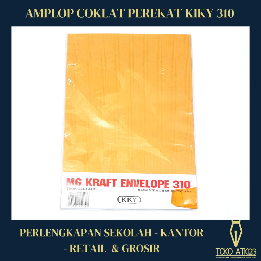 Amplop Coklat 310 Uk. 25X35cm Merk Kiky dengan Perekat Tebal 125gr