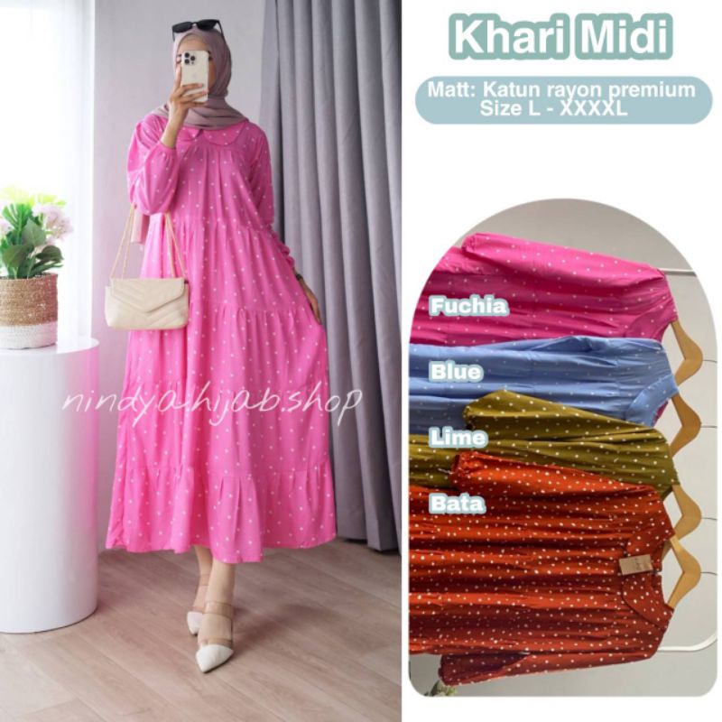 Khari midi dress jumbo kekinian S-XXXXL homey dress