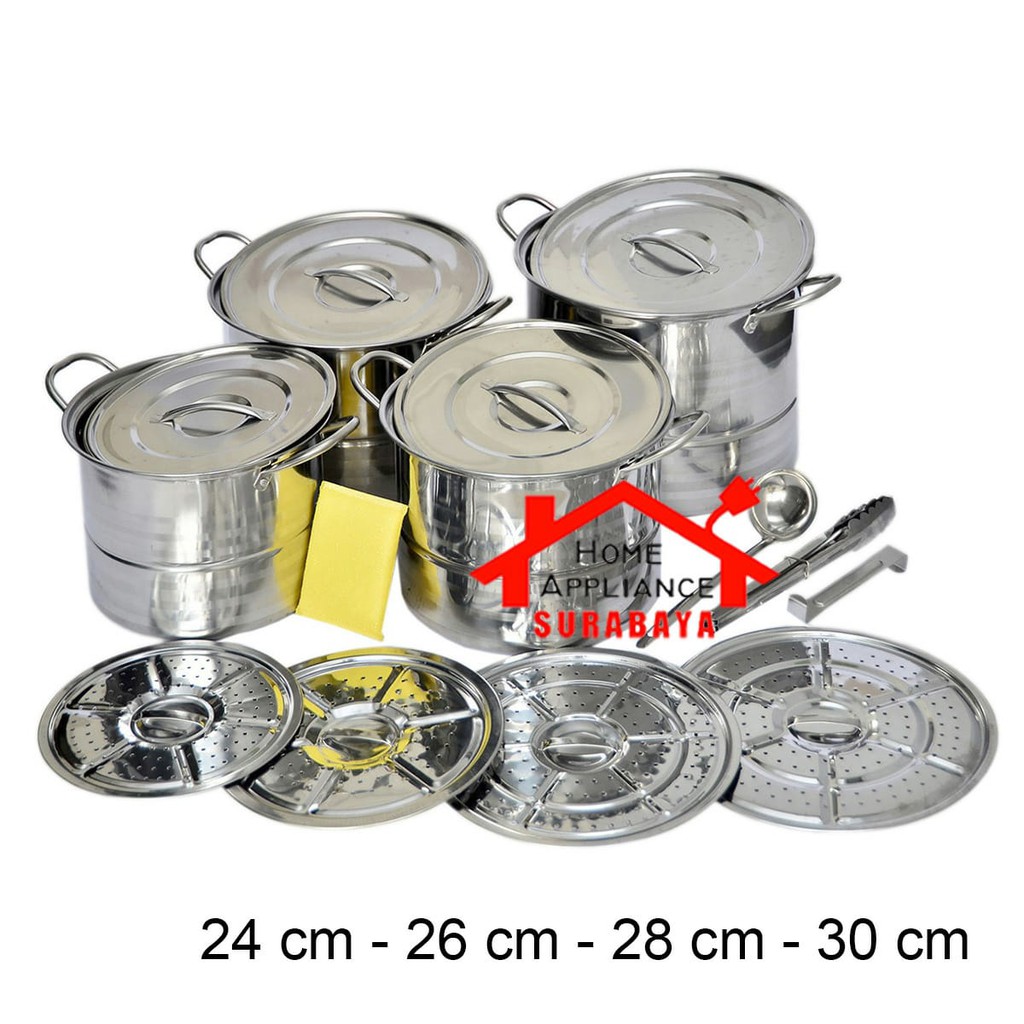 Panci Steamer Stock Pot - Panci Dandang Set Kukusan Stainless Steel Asta ASSP 01