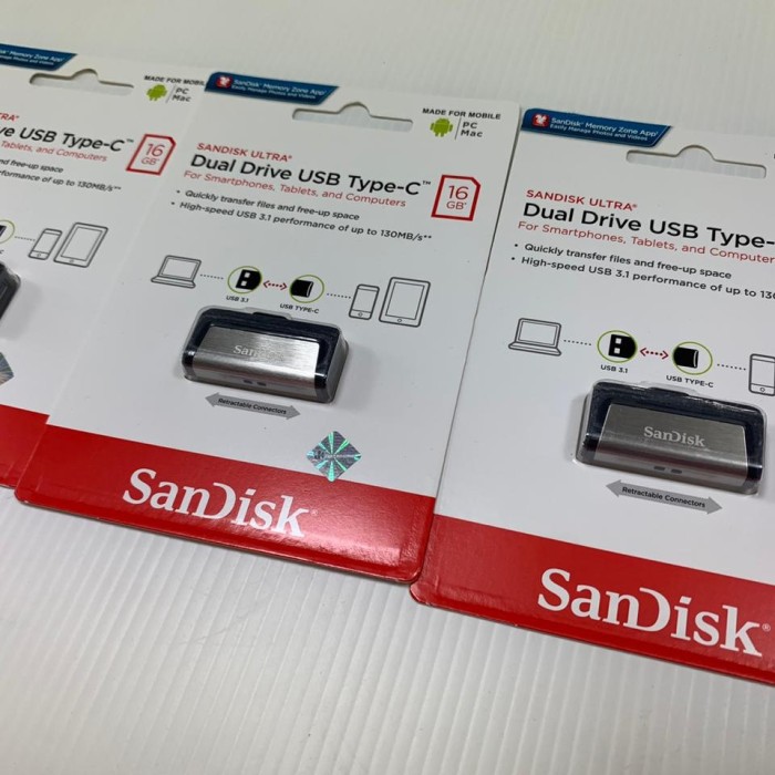 SANDISK OTG 64 GB / 32 GB / 16 GB USB TYPE C 3.1 ULTRA DUAL Sandisk Dual Drive TYPE C USB 3.1 - OTG Type C 32 GB USB 3.1 Bergaransi Resmi