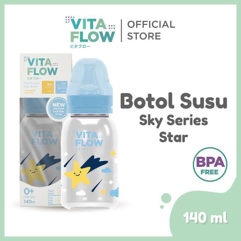 Vitaflow Botol Susu 1pc Multifungsi 3 In 1 sky series 140ml 0m+