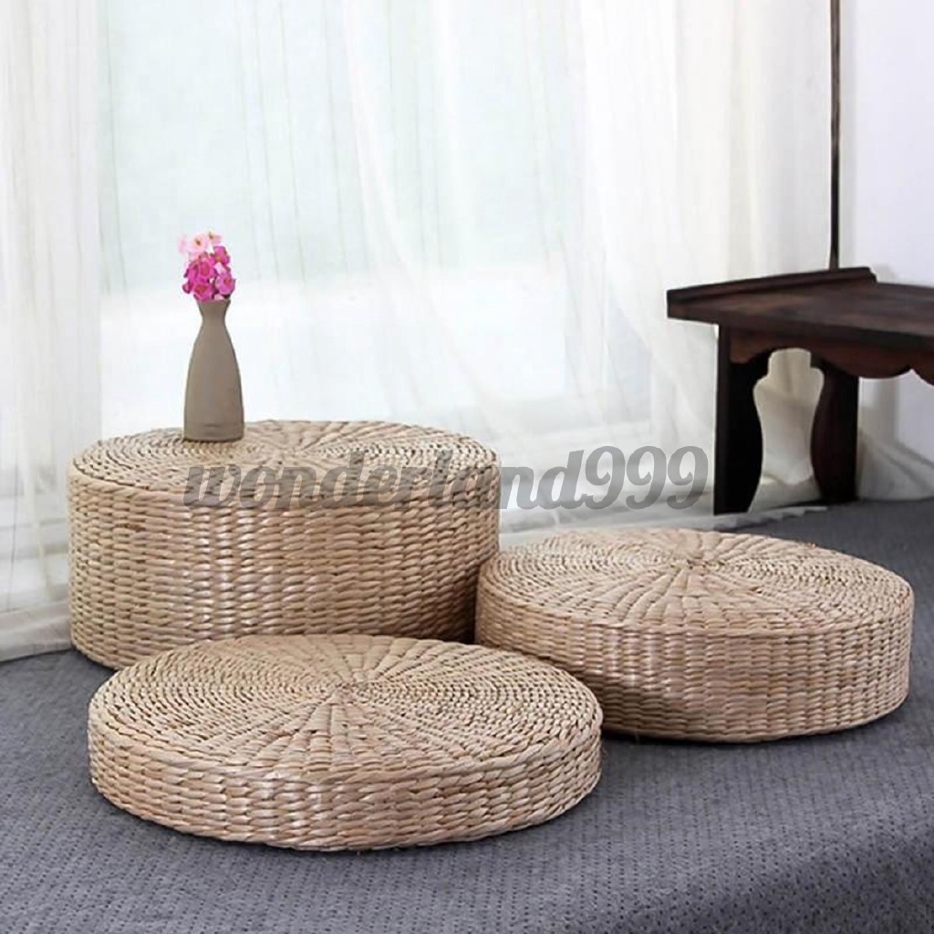  Bantal  Duduk Tatami Bahan Rotan  Bentuk Bulat Ukuran 40 45 