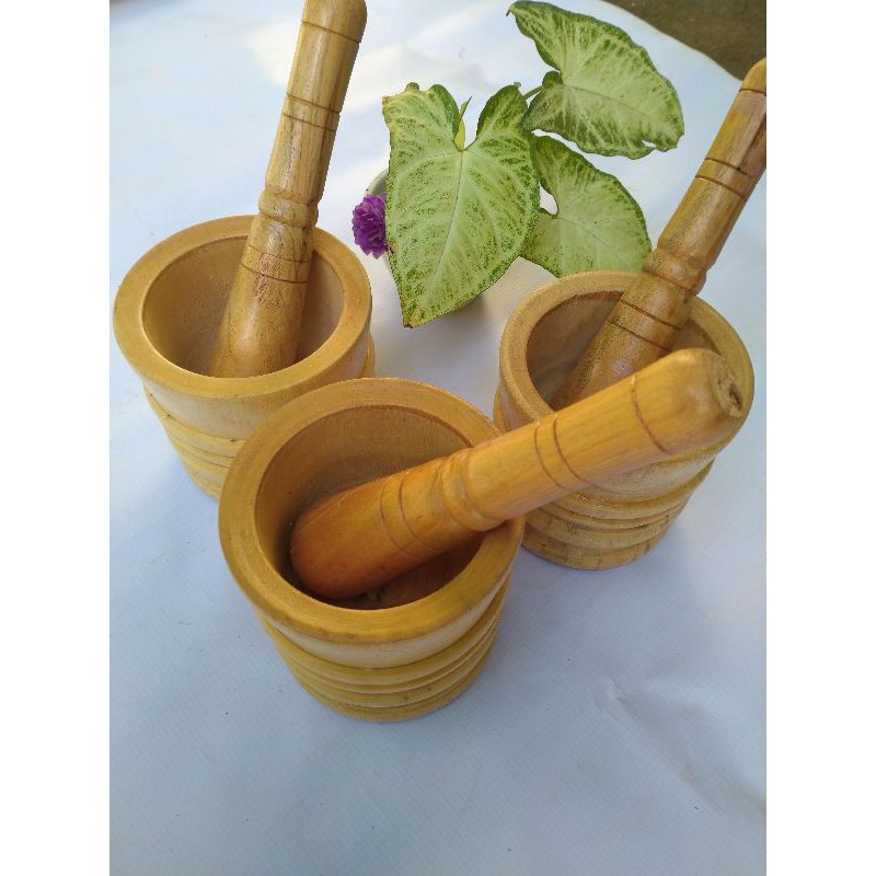 Penumbuk Tumbukan Kerajinan ukir Lumpang Kayu dan penumbuk jamu