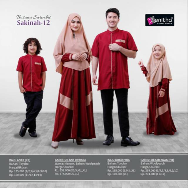 Sarimbit Keluarga Maroon - Sarimbit Keluarga Zenitha Original - Baju Keluarga Couple Muslim