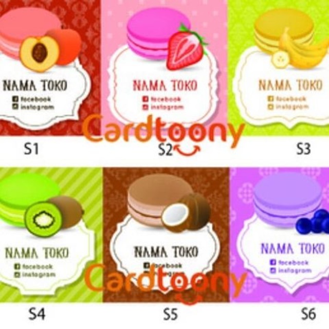 Sticker stiker  label nama  toko Kue  Macaron Macaroon 