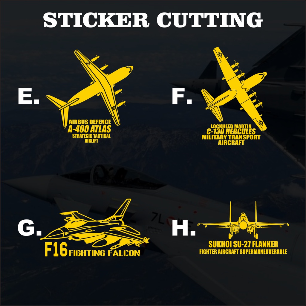 Sticker Cutting Pesawat Tempur Sukhoi Dll