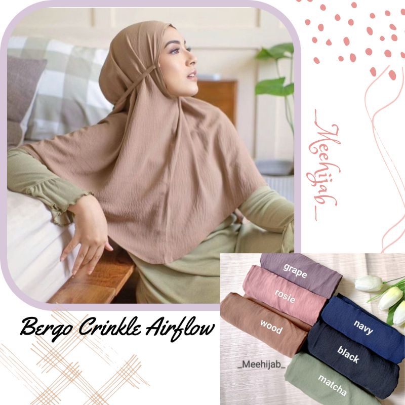 HIJAB JILBAB BERGO CRINKLE AIRFLOW SIZE L