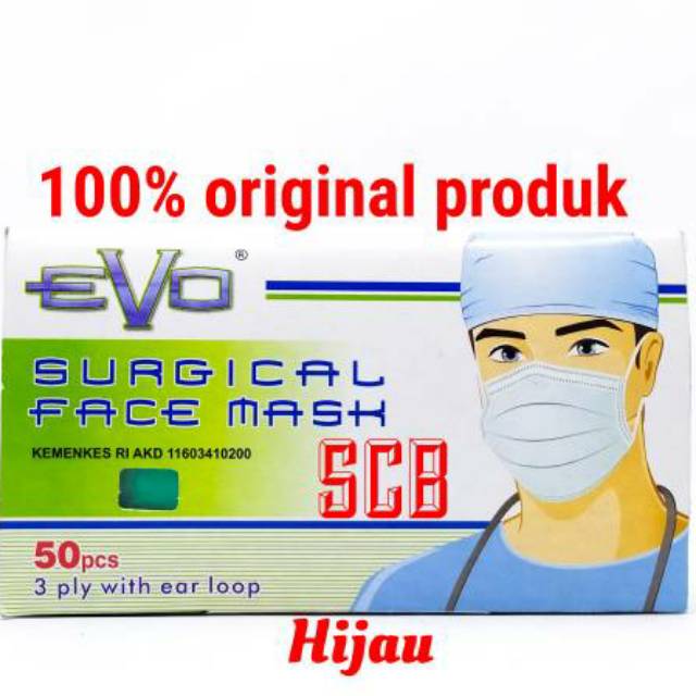 Masker Evo Surgical Face Mask / Masker Sensi / Masker 3ply with Earloop/ Anti virus