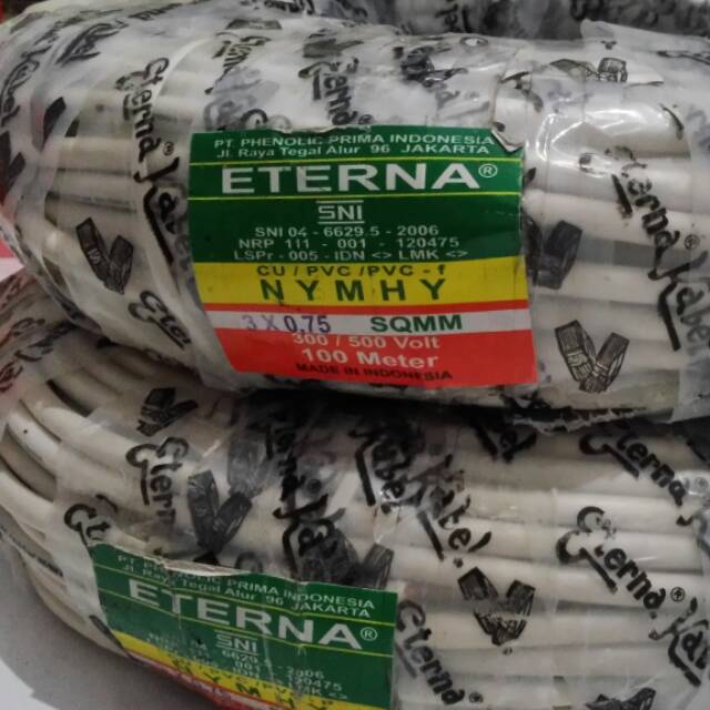 Kabel Eterna NYMHY 3x0.75 panjang 100 meter