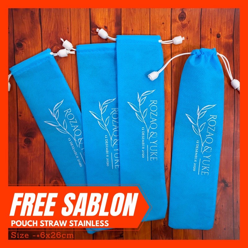 POUCH STRAW STAINLESS | Souvenir Pernikahan Pouch Sendok Garpu | Tas serut serba guna | FS 6.26