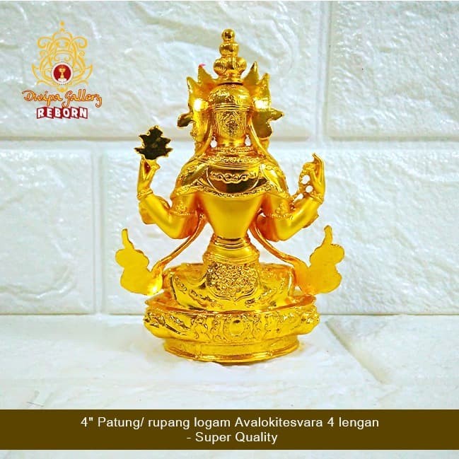 4&quot; Patung/ Rupang Logam 4 Arms Avalokitesvara - Super Quality