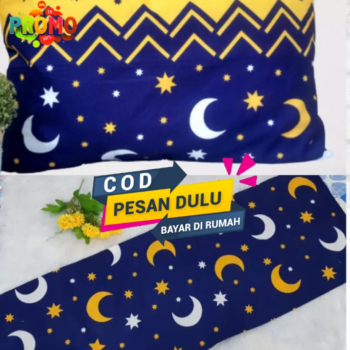 SARUNG BANTAL DAN SARUNG GULING KARAKTER MOTIF MONSTAR (BULAN &amp; BINTANG) UKURAN JUMBO