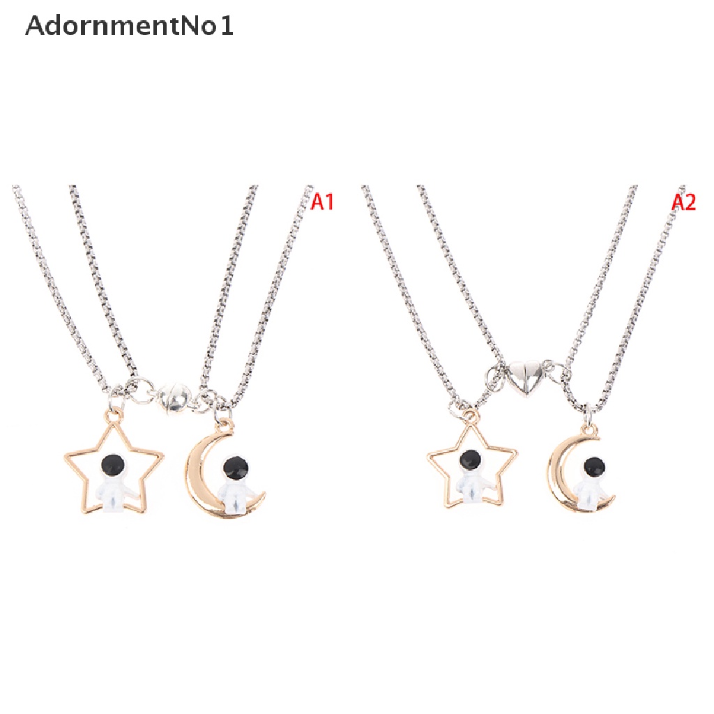 (AdornmentNo1) 2pcs / Set Kalung Magnet Liontin Astronot Untuk Pasangan / Pria / Wanita