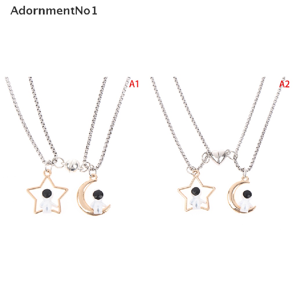 (AdornmentNo1) 2pcs / Set Kalung Magnet Liontin Astronot Untuk Pasangan / Pria / Wanita