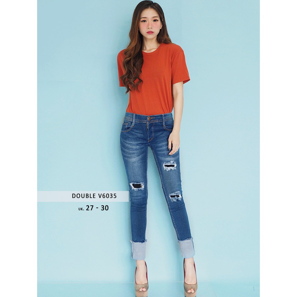  Celana  Jeans  Sobek Tidak  Tembus Double V6035 Ancien Store 