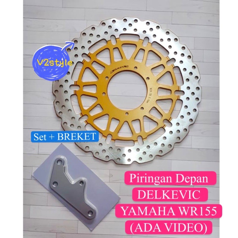 PIRINGN DISC BRAKE DEPAN LEBAR 320MM PNP CRF KLX DTRACKER + SET BREKET KALIPER FULL CNC HITAM TINGGAL PASANG PIRINGAN CAKRAM LEBAR TEBAL 3.5MM HONDA CRF 150 150L 250R 450X 250X D TRACKER KLX 150 WARNA CHROME GOLD MSX RACING ORIGINAL BIGFOOT