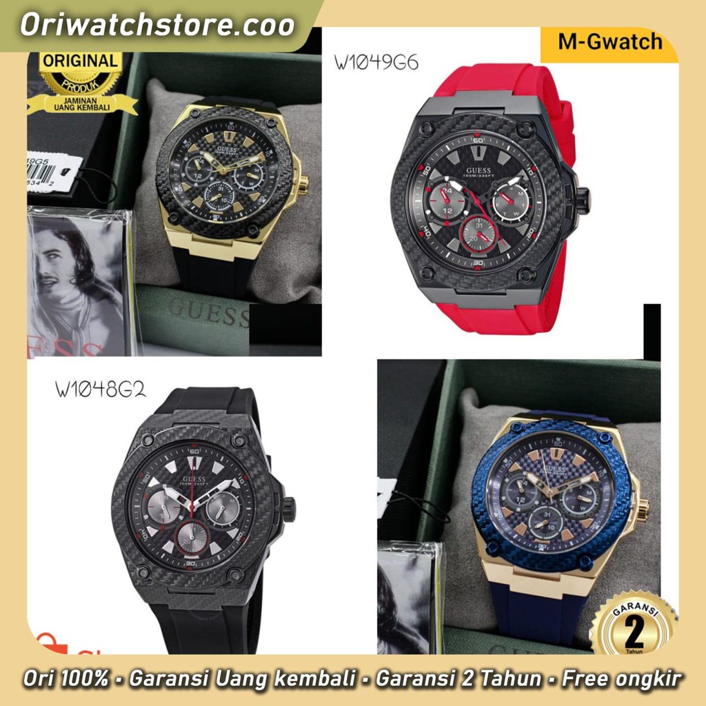 TERLARIS JAM TANGAN PRIA GUESS W1049G5 W1049G6 W1048G2 W1049G2 ORIGINAL BATERAI RUBBER STRAP