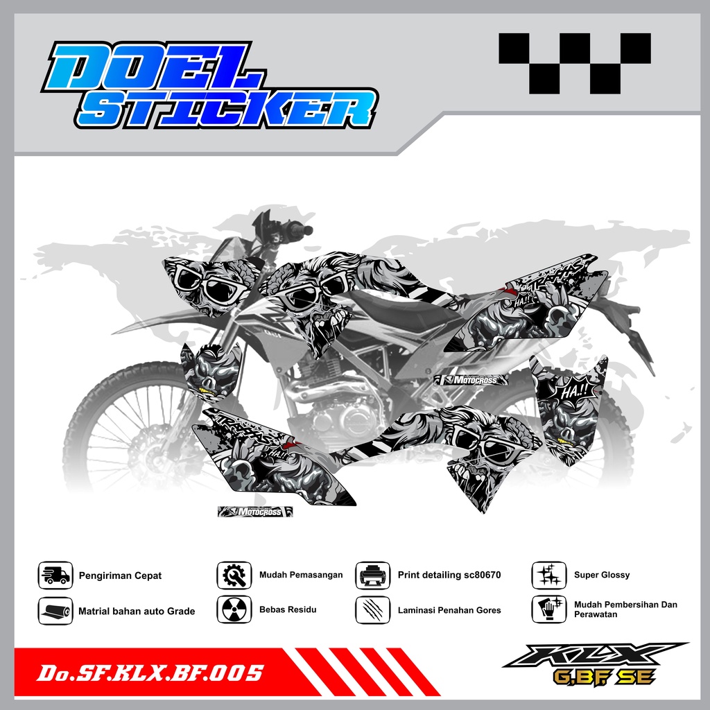 Sticker Striping Honda KLX 150 G , BF , SE Lama List Variasi Hologram , Crome Doel 005