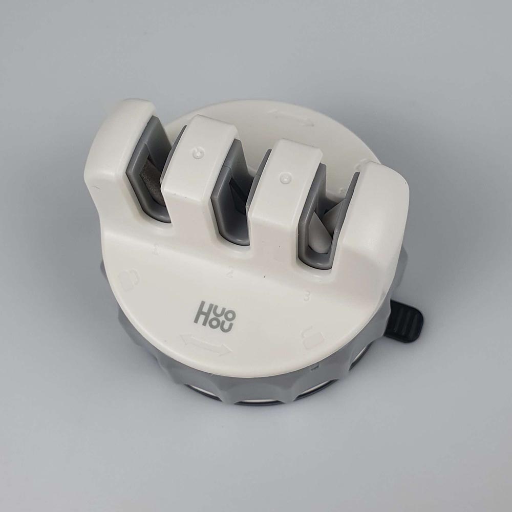 Huohou Pengasah Pisau Knife Sharpener Whetstone 3 Grinding Wheel - HU0066 - White