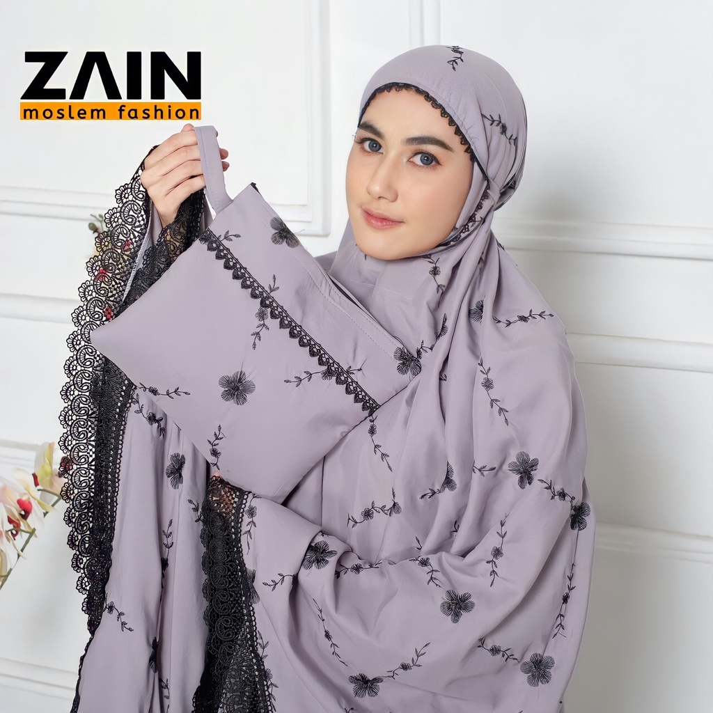 ZAIN - Mukena Dewasa Katun Premium Bordir Bunga Jasmine