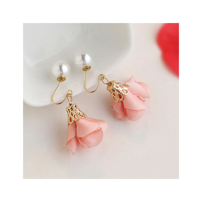 AJ03009/AJ06007 Anting wanita pink ungu flower korean style