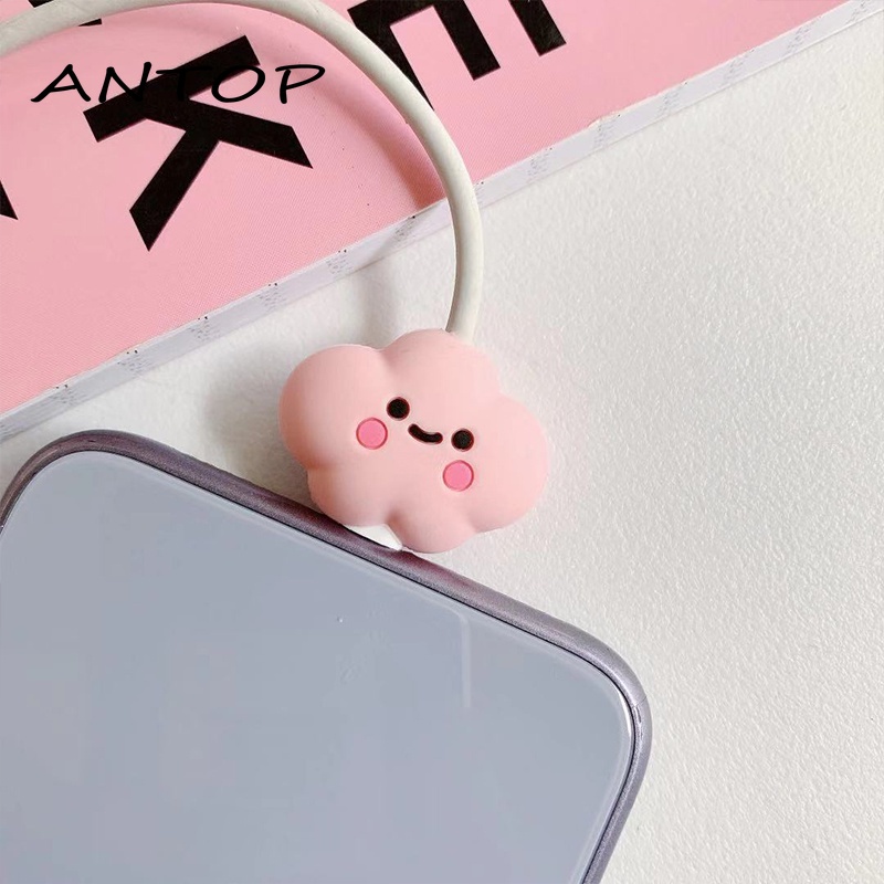 Lucu Kartun Kabel Data Penutup Pelindung Gigitan Kawat Silikon Untuk Semua Aksesoris Ponsel ANTOP
