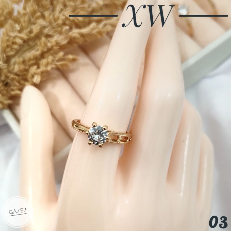 Cincin Yaxiya Mata Zircon Satu warna Gold C03083