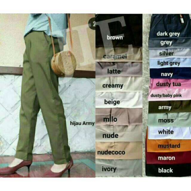 Celana Kerja Wanita Celana Baggy Bahan American Drill Shopee Indonesia