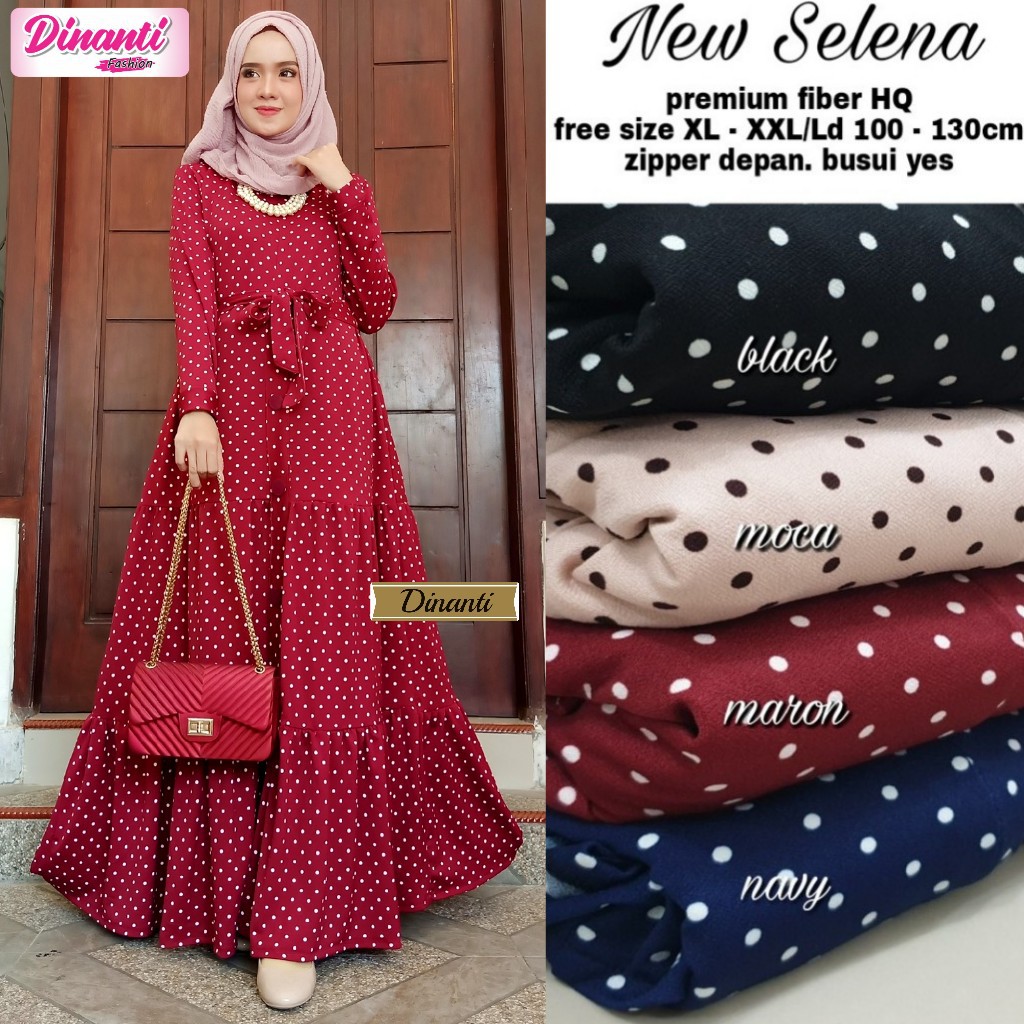 DRESS MAXY WANITA MOTIF POLKADOT || NEW SELENA MAXY || PREMIUM GAMIS