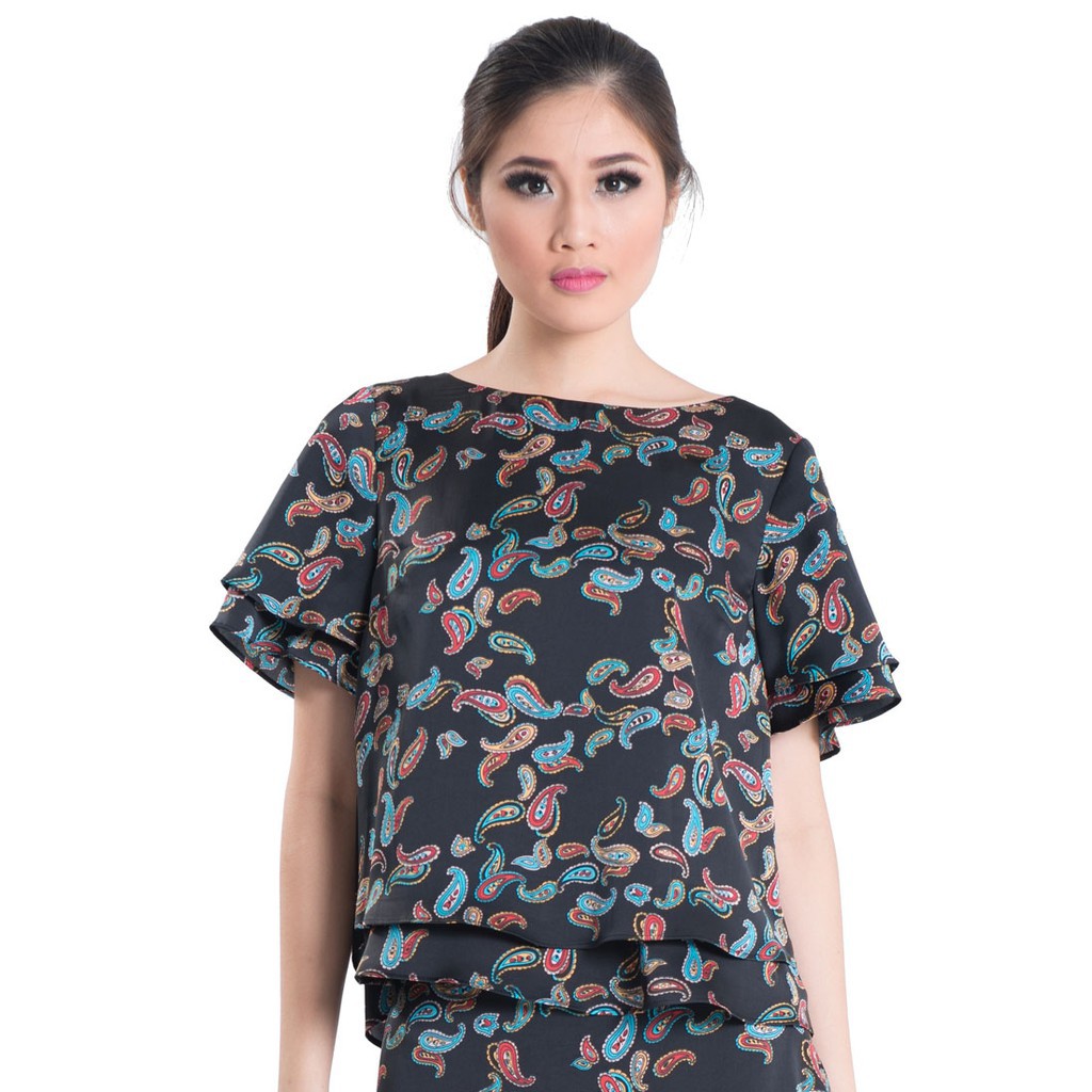 BATEEQ Short Sleeve Paisley Blouse LA16/023