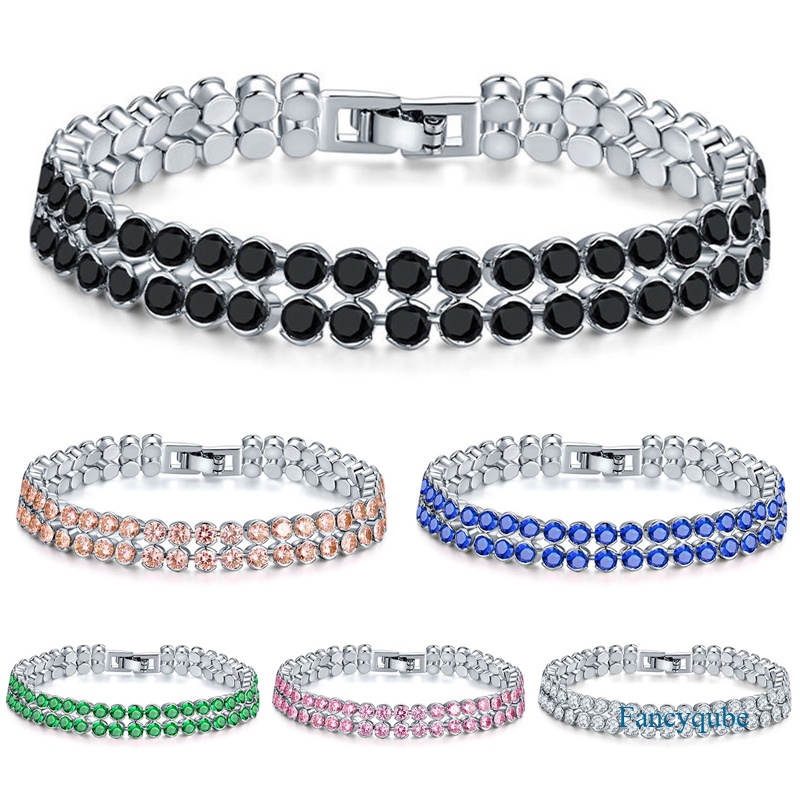 Gelang Rantai Kristal Cubic Zirconia Warna-Warni Untuk Wanita