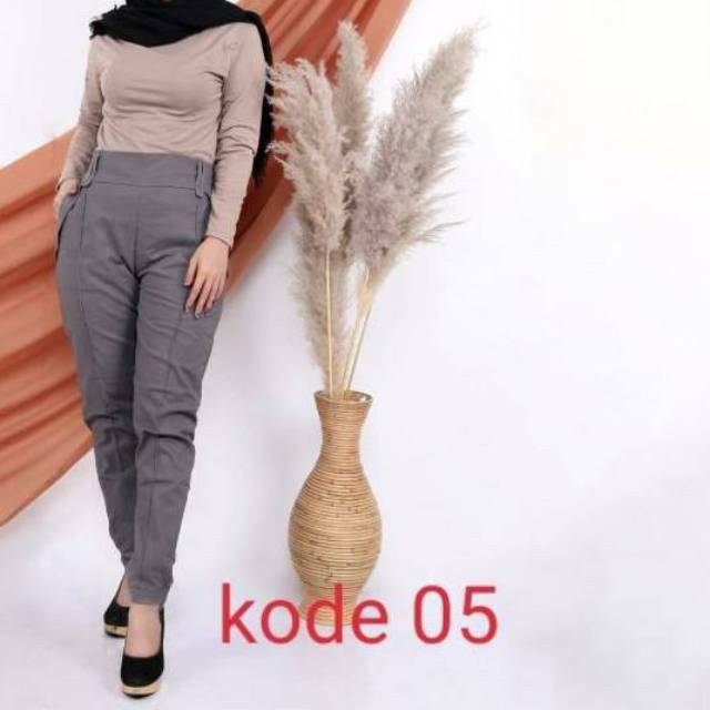 Baggy Pants Wanita Melar Katun Twill Street Grade A Baggypant Pinggang Belakang Karet