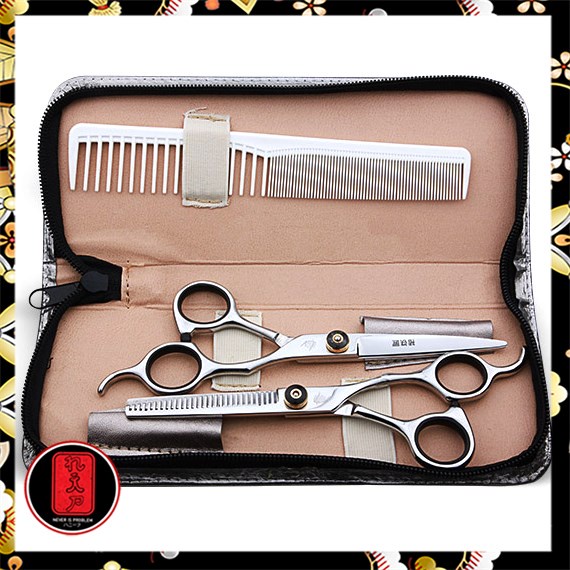 Set Gunting Rambut Sasak &amp; Flat Hairdressing Scissors - XK10 - Silver