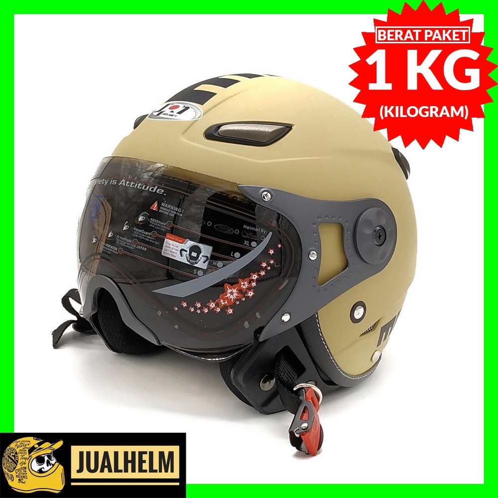 Helm JPN MOMO Pilot Cappuccino (Helm Retro/Bogo/Klasik/Classic/Vespa)