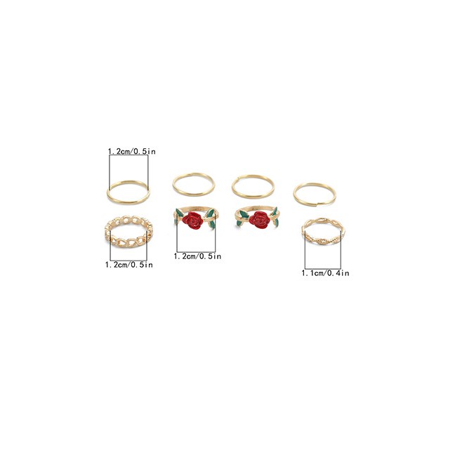 LRC Cincin Set Fashion Golden Hollow Hollow Three-dimensional Rose Resin Ring Set K34923