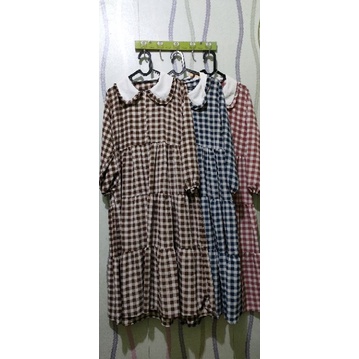 MIDI DRESS KOTAK CRINCLE by Miudis // DRESS KOREAN LOOK // MIDI KOREAN LOOK