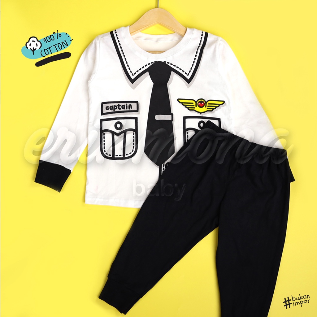 baju piyama anak baju anak cowo cewe piyama bayi model PILOT 2y 3y 4y